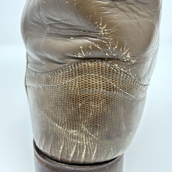 Justin Mens Size 8.5E Tan Exotic Lizard Cowboy Boots Style # 3137 Made in USA - Picture 11 of 16
